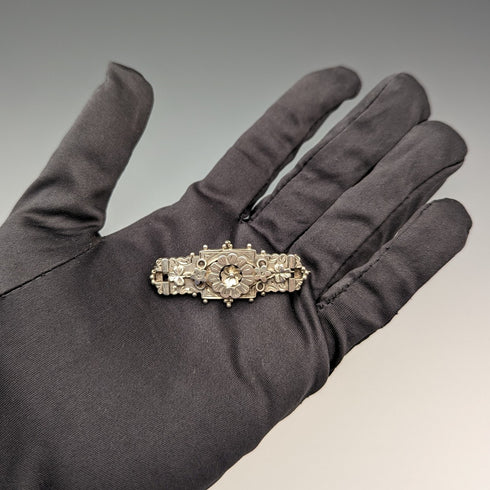1895年 英国アンティーク 純銀製  フラワーデザイン ブローチ Adie & Lovekin